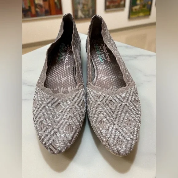 Skechers Womens Cleo Honeycomb Stretch Fabric Pointed Toe Ballet Flats Size 7.5 - Picture 2 of 6